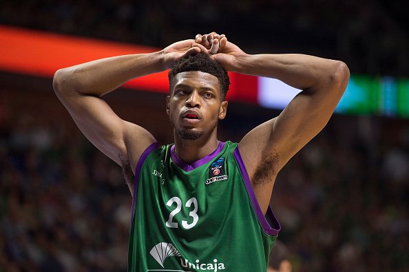 in action during the 2016-2017 7Days Eurocup Finals Leg 2 Unicaja Malaga v Valencia Basket at Martin Carpena Arena on March 31, 2017 in Malag, Spain.